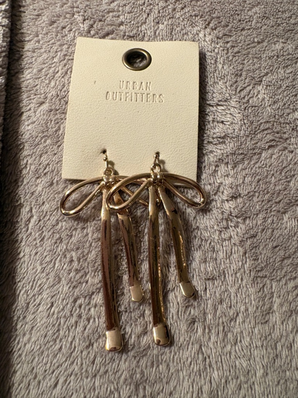 Urban Outfitters Gold Bow Drop Earrings with Dangling Bars